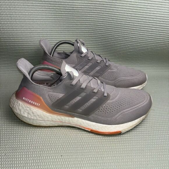 Adidas Ultraboost 21 Running Shoes Women’s Size 9.5 FY0397 Grey Orange White - Picture 1 of 9